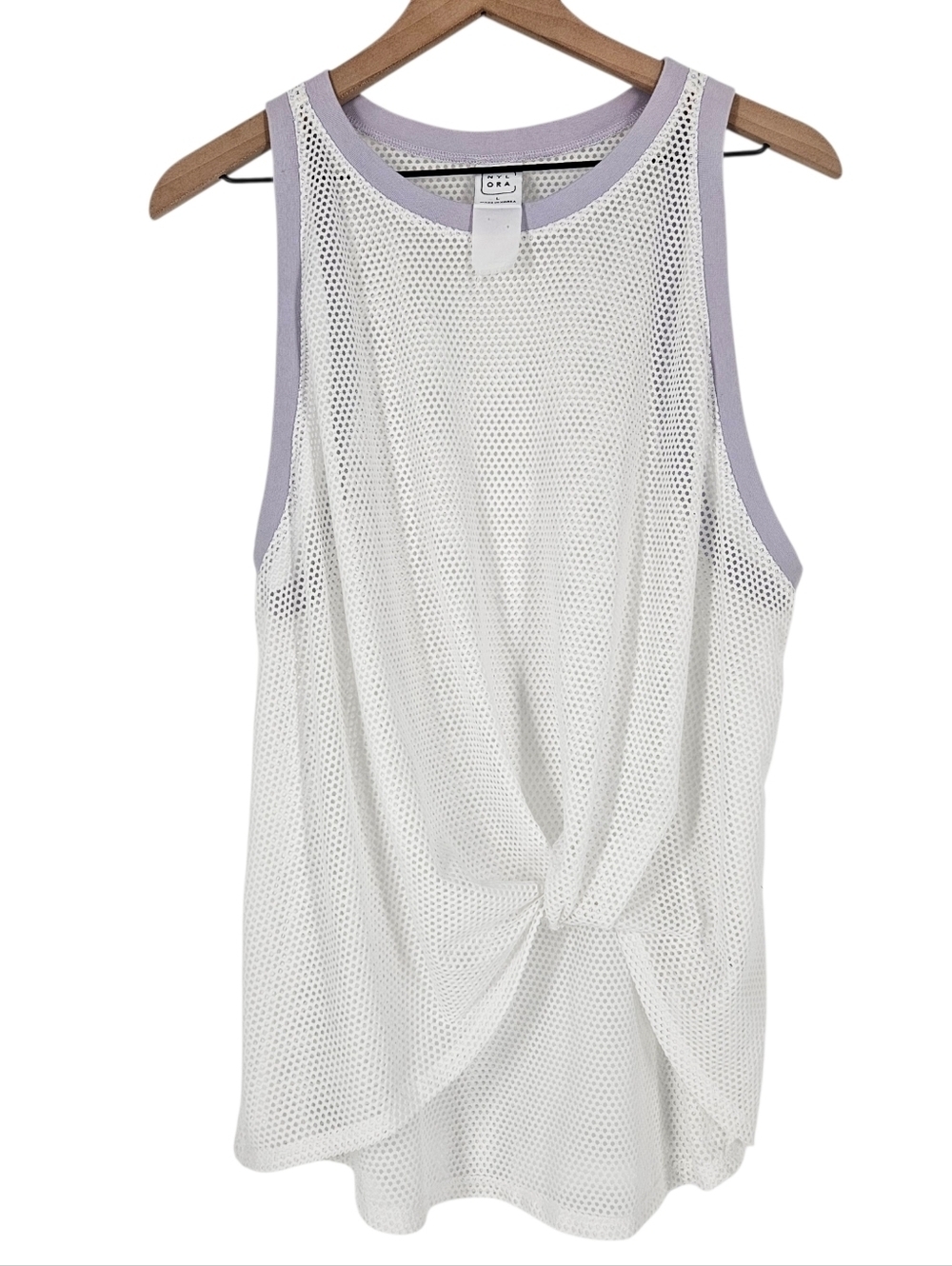 Nylora Mesh Ringer Knot Front Tank Top - Picture 2 of 14